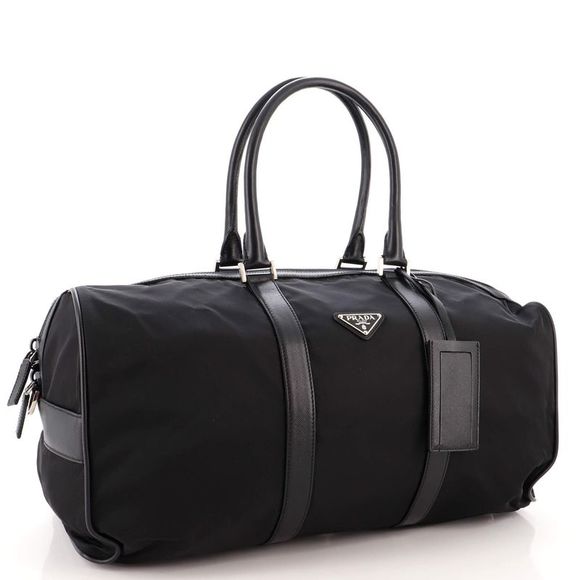 Prada Convertible Weekender Bag Tessuto with Saffiano Leather Large Black - Picture 3 of 8